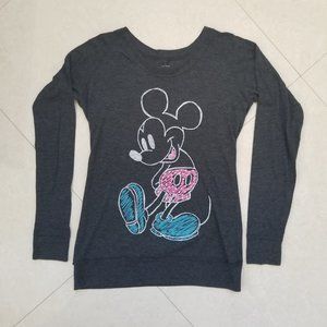 Mickey Mouse Pink Sequin Fitted Long Sleeve
